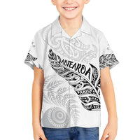 Aotearoa Personalized Lawn Bowls Maori Family Matching Off Shoulder Short Dress and Hawaiian Shirt New Zealand White Tribal Silver Fern LT7 Son's Shirt White - Polynesian Pride