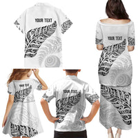 Aotearoa Personalized Lawn Bowls Maori Family Matching Puletasi and Hawaiian Shirt New Zealand White Tribal Silver Fern LT7 - Polynesian Pride