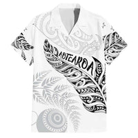 Aotearoa Personalized Lawn Bowls Maori Family Matching Short Sleeve Bodycon Dress and Hawaiian Shirt New Zealand White Tribal Silver Fern LT7 Dad's Shirt - Short Sleeve White - Polynesian Pride