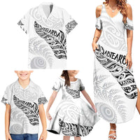 Aotearoa Personalized Lawn Bowls Maori Family Matching Summer Maxi Dress and Hawaiian Shirt New Zealand White Tribal Silver Fern - Polynesian Pride