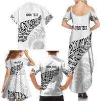 Aotearoa Personalized Lawn Bowls Maori Family Matching Summer Maxi Dress and Hawaiian Shirt New Zealand White Tribal Silver Fern LT7 - Polynesian Pride