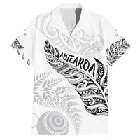 Aotearoa Personalized Lawn Bowls Maori Family Matching Summer Maxi Dress and Hawaiian Shirt New Zealand White Tribal Silver Fern LT7 Dad's Shirt - Short Sleeve White - Polynesian Pride