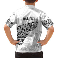 Aotearoa Personalized Lawn Bowls Maori Kid Hawaiian Shirt New Zealand White Tribal Silver Fern - Polynesian Pride