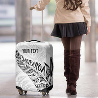 Aotearoa Personalized Lawn Bowls Maori Luggage Cover New Zealand White Tribal Silver Fern - Polynesian Pride