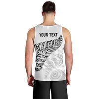 Aotearoa Personalized Lawn Bowls Maori Men Tank Top New Zealand White Tribal Silver Fern - Polynesian Pride