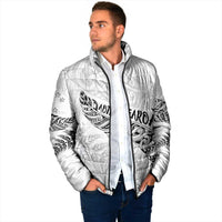 Aotearoa Personalized Lawn Bowls Maori Padded Jacket New Zealand White Tribal Silver Fern - Polynesian Pride