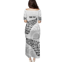 Aotearoa Personalized Lawn Bowls Maori Puletasi New Zealand White Tribal Silver Fern - Polynesian Pride