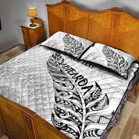 Aotearoa Personalized Lawn Bowls Maori Quilt Bed Set New Zealand White Tribal Silver Fern - Polynesian Pride