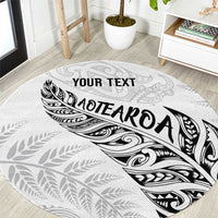 Aotearoa Personalized Lawn Bowls Maori Round Carpet New Zealand White Tribal Silver Fern - Polynesian Pride