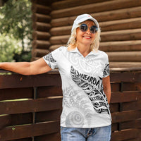 Aotearoa Personalized Lawn Bowls Maori Women Polo Shirt New Zealand White Tribal Silver Fern LT7 - Polynesian Pride