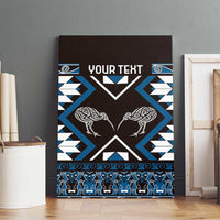 Personalised Taniko Motifs Aotearoa Canvas Wall Art Waitangi Kowhaiwhai Kiwi - Blue LT7 - Polynesian Pride