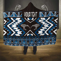 Personalised Taniko Motifs Aotearoa Hooded Blanket Waitangi Kowhaiwhai Kiwi - Blue