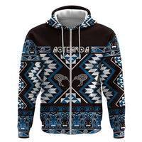 Personalised Taniko Motifs Aotearoa Hoodie Waitangi Kowhaiwhai Kiwi - Blue