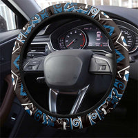 Taniko Motifs Aotearoa Steering Wheel Cover Waitangi Kowhaiwhai Kiwi - Blue