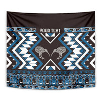 Personalised Taniko Motifs Aotearoa Tapestry Waitangi Kowhaiwhai Kiwi - Blue