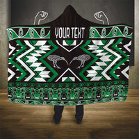 Personalised Taniko Motifs Aotearoa Hooded Blanket Waitangi Kowhaiwhai Kiwi - Green