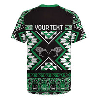 Personalised Taniko Motifs Aotearoa Rugby Jersey Waitangi Kowhaiwhai Kiwi - Green