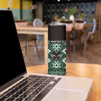 Personalised Taniko Motifs Aotearoa Skinny Tumbler Waitangi Kowhaiwhai Kiwi - Green LT7 - Polynesian Pride