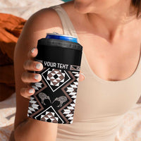 Personalised Taniko Motifs Aotearoa 4 in 1 Can Cooler Tumbler Waitangi Kowhaiwhai Kiwi - Mocha