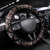 Taniko Motifs Aotearoa Steering Wheel Cover Waitangi Kowhaiwhai Kiwi - Mocha
