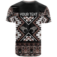 Personalised Taniko Motifs Aotearoa T Shirt Waitangi Kowhaiwhai Kiwi - Mocha