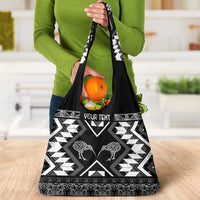 Personalised Taniko Motifs Aotearoa Grocery Bag Waitangi Kowhaiwhai Kiwi - Monochrome