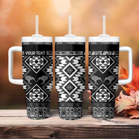 Personalised Taniko Motifs Aotearoa Tumbler With Handle Waitangi Kowhaiwhai Kiwi - Monochrome