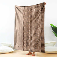 Vintage Beige Hawaiian Traditional Kapa Mix Flowers Lei Blanket