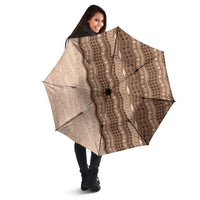 Vintage Beige Hawaiian Traditional Kapa Mix Flowers Lei Umbrella