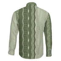 Vintage Sage Green Hawaiian Traditional Kapa Mix Flowers Lei Family Matching Puletasi and Hawaiian Shirt LT7 - Polynesian Pride