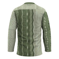 Vintage Sage Green Hawaiian Traditional Kapa Mix Flowers Lei Hockey Jersey