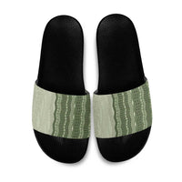 Vintage Sage Green Hawaiian Traditional Kapa Mix Flowers Lei Slide Sandals