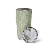 Vintage Sage Green Hawaiian Traditional Kapa Mix Flowers Lei Tumbler Cup