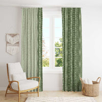 Vintage Sage Green Hawaiian Traditional Kapa Mix Flowers Lei Window Curtain
