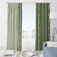 Vintage Sage Green Hawaiian Traditional Kapa Mix Flowers Lei Window Curtain