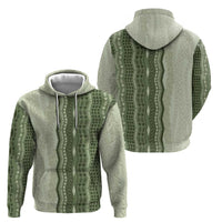 Vintage Sage Green Hawaiian Traditional Kapa Mix Flowers Lei Zip Hoodie