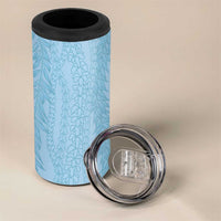 Vintage Cobalt Blue Hawaiian Traditional Kapa Mix Flowers Lei 4 in 1 Can Cooler Tumbler
