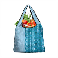 Vintage Cobalt Blue Hawaiian Traditional Kapa Mix Flowers Lei Grocery Bag