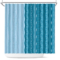 Vintage Cobalt Blue Hawaiian Traditional Kapa Mix Flowers Lei Shower Curtain