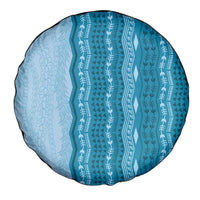 Vintage Cobalt Blue Hawaiian Traditional Kapa Mix Flowers Lei Spare Tire Cover