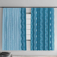 Vintage Cobalt Blue Hawaiian Traditional Kapa Mix Flowers Lei Window Curtain