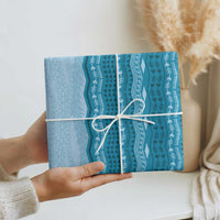Vintage Cobalt Blue Hawaiian Traditional Kapa Mix Flowers Lei Wrapping Paper