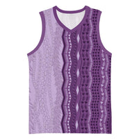 Vintage Violet Hawaiian Traditional Kapa Mix Flowers Lei Basketball Jersey
