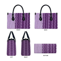 Vintage Violet Hawaiian Traditional Kapa Mix Flowers Lei Leather Bag