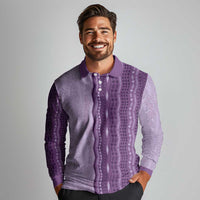 Vintage Violet Hawaiian Traditional Kapa Mix Flowers Lei Long Sleeve Polo Shirt