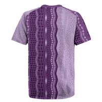 Vintage Violet Hawaiian Traditional Kapa Mix Flowers Lei Rugby Jersey