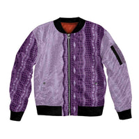 Vintage Violet Hawaiian Traditional Kapa Mix Flowers Lei Sleeve Zip Bomber Jacket