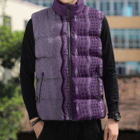 Vintage Violet Hawaiian Traditional Kapa Mix Flowers Lei Sleeveless Puffer Jacket