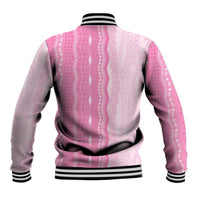 Vintage Pink Hawaiian Traditional Kapa Mix Flowers Lei Baseball Jacket