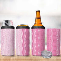 Vintage Pink Hawaiian Traditional Kapa Mix Flowers Lei 4 in 1 Can Cooler Tumbler